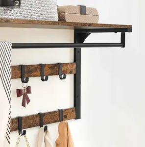Vasagle Wall-Mounted Coat Rack with Shelf and 10 Removable Hooks