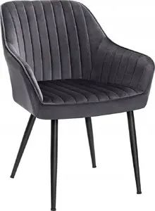 Songmics Dining Chair with Armrests, Velvet Upholstered Seat and Metal Legs