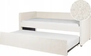 Выдвижная кровать Beliani TROYES, 90 x 200 см, ткань букле, светло-бежевая