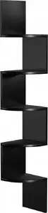 Vasagle 5-Tier Wall-Mounted Corner Shelf, Wooden Display Storage Unit, Black