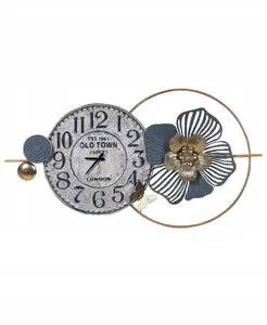 Beliani Zegar ścienny BERKERIUM 90 cm Metal Niebieski