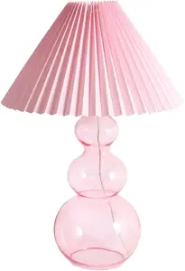 Beliani SENGWA Table Lamp, Pink Glass