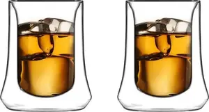 Vialli Design Soho Double-Walled Low Glass Set, 240 ml, 2 Pieces