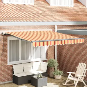 vidaXL Automatic Retractable Awning Yellow and Orange 300x250 cm