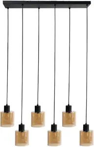Beliani KITARE 6-gaismekļu piekaramā lampa, bēšs stikls