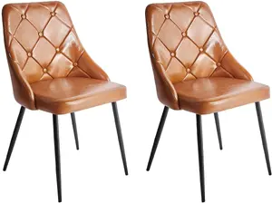 Beliani VALERIE Dining Chairs, Set of 2, Faux Leather, Golden Brown