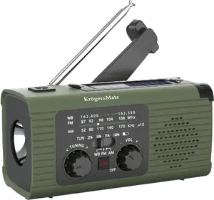 Портативное аварийное радио Kruger&Matz KM0836 с солнечной панелью, повербанком 5000 мАч, фонариком и динамо-машиной