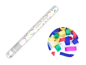 PartyDeco Confetti Cannon, 60cm, Assorted Colors, Stripe Shape