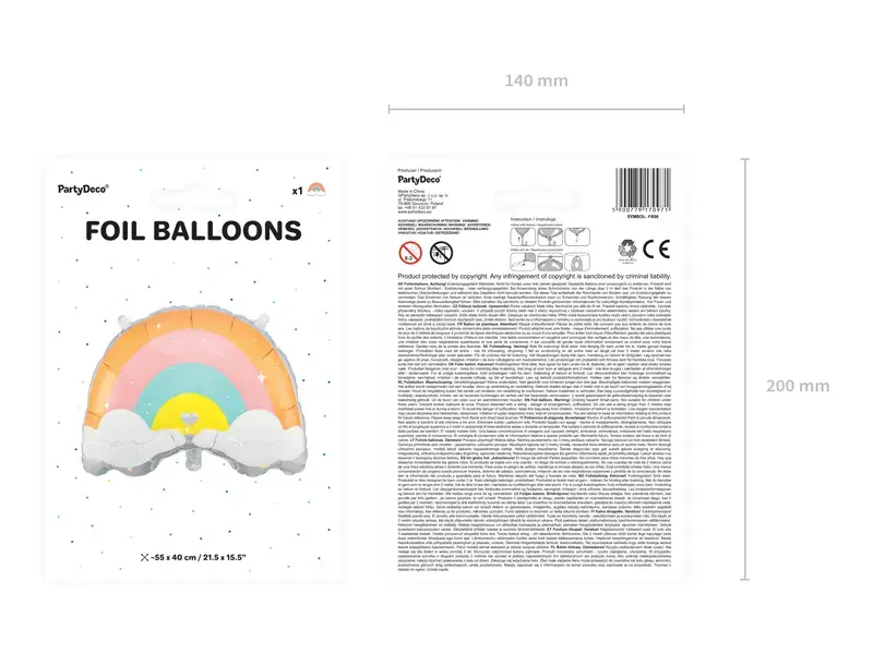 PartyDeco Rainbow Foil Balloon 550x400mm Photo 7