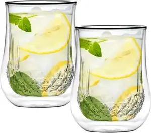 Vialli Design Diamante Double-Walled Glass Set, 300 ml, 2 Pieces