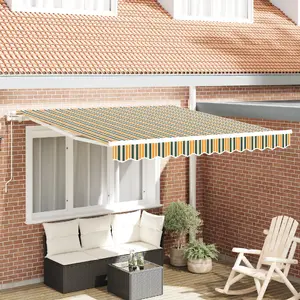 vidaXL Automatic Retractable Awning Green and Yellow