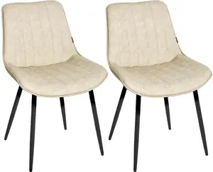 Beliani DUBROVNIK Dining Chairs Set of 2, Faux Leather, Light Beige