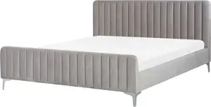 Кровать Shumee LUNAN велюровая 180 x 200 см серая