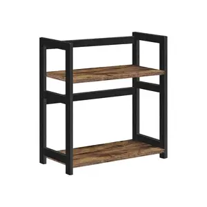 Songmics OFS046B01 Freestanding Rack Shelf, Bamboo and MDF, Black and Brown