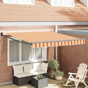 VidaXL Retractable Awning Beige and Red 300x250 cm
