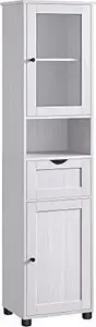 Vasagle Bathroom Storage Column Cabinet with Adjustable Shelves, Doors, and Drawers