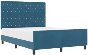 Каркас кровати vidaXL темно-синий бархат 140x190 см