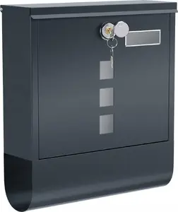 Songmics Wall-Mounted Mailbox with Newspaper Holder, Lockable, Anthracite Grey