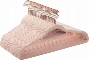 Songmics Velvet Clothes Hangers, 30-Piece Set with Non-Slip Surface, Trouser Bar, and Rose Gold Hook