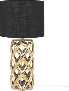 Beliani SELJA Table Lamp, Ceramic Bedside Lamp, Gold