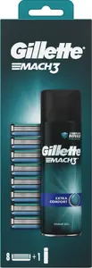 Gillette Mach3 skuvekļa asmeņi 8 gab. un skūšanās želeja 200 ml komplekts