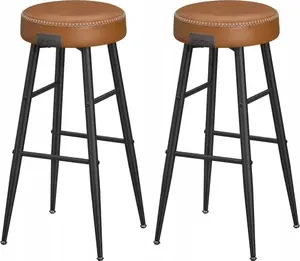 Vasagle Bar Stools Set of 2, 30-inch Kitchen Stools with Stitched Faux Leather