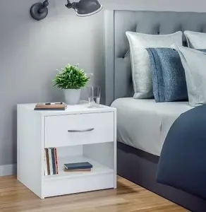 Vasagle Bedside Table with Drawer and Open Compartment, Classic White