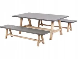 Beliani TONNARE Garden Dining Set with Benches for 6 People, Grey Concrete Look