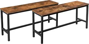 Songmics VASAGLE Set of 2 Dining Benches, Vintage Style