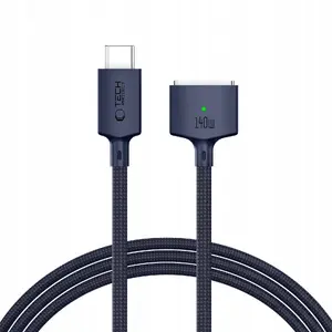 Adaptec Tech-Protect MMC01 UltraBoost magnētiskais uzlādes kabelis MacBook datoriem, USB-C uz MagSafe 3, 140W, 200cm, tumši zils