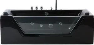 Shumee SAMANA Bathtub with Hydromassage and LED Lighting Black