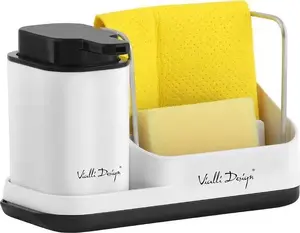 Vialli Design Livio Duo Kitchen Organizer with Dish Soap Dispenser, White