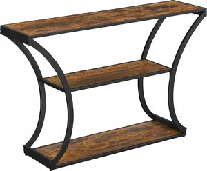 Vasagle Console Table with Curved Legs and Extended Tabletop, Vintage Brown and Black