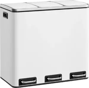 Songmics Triple Kitchen Trash Bin 3 x 18L with Pedal and Soft-Close Lids