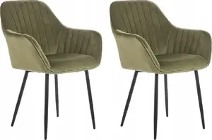 Beliani WELLSTON Dining Chairs Set of 2, Velvet, Olive Green