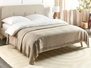 Beliani YERBENT Cotton Bedspread, Beige-Grey