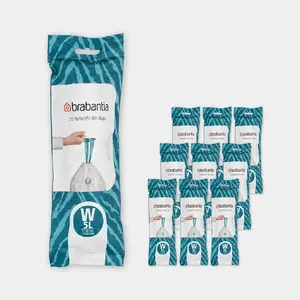 Brabantia 137884 PerfectFit Trash Bags 5L, 20 Pieces, White