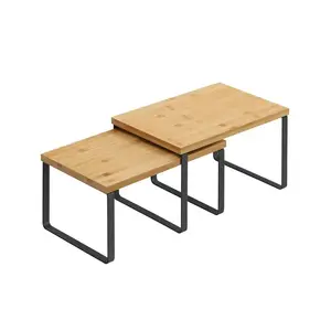 Songmics KCS02NB Freestanding Rack Shelf, Bamboo and Metal, Set of 2