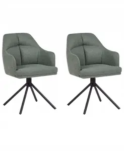 Beliani MIRA Swivel Dining Chairs, Set of 2, Green