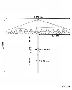 Beliani ISOLOTTO Garden Parasol 270 cm Grey