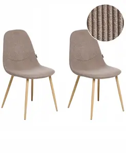 Beliani HILDEN Dining Chairs, Set of 2, Corduroy, Beige-Grey