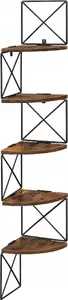 Vasagle 5-Tier Floating Wall Shelf, Industrial Style Storage Rack in Rustic Brown