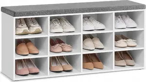 Vasagle Shoe Bench with Padded Seat and 12 Storage Compartments