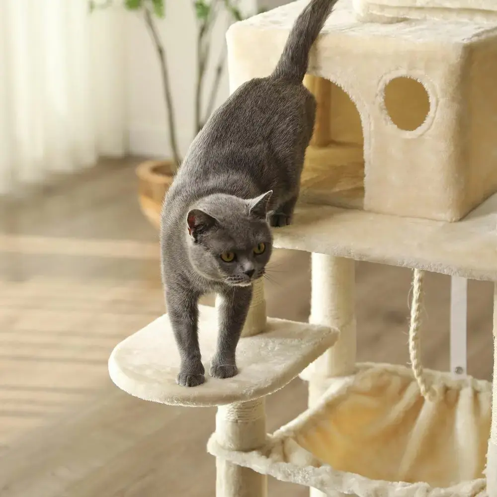 Игровой комплекс для кошек Songmics FEANDREA 143 см, бежевый Photo 4