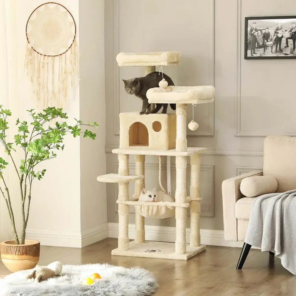 Игровой комплекс для кошек Songmics FEANDREA 143 см, бежевый Photo 6