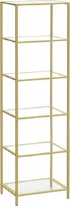 Vasagle 6-Tier Slim Storage Shelf with Tempered Glass and Steel Frame