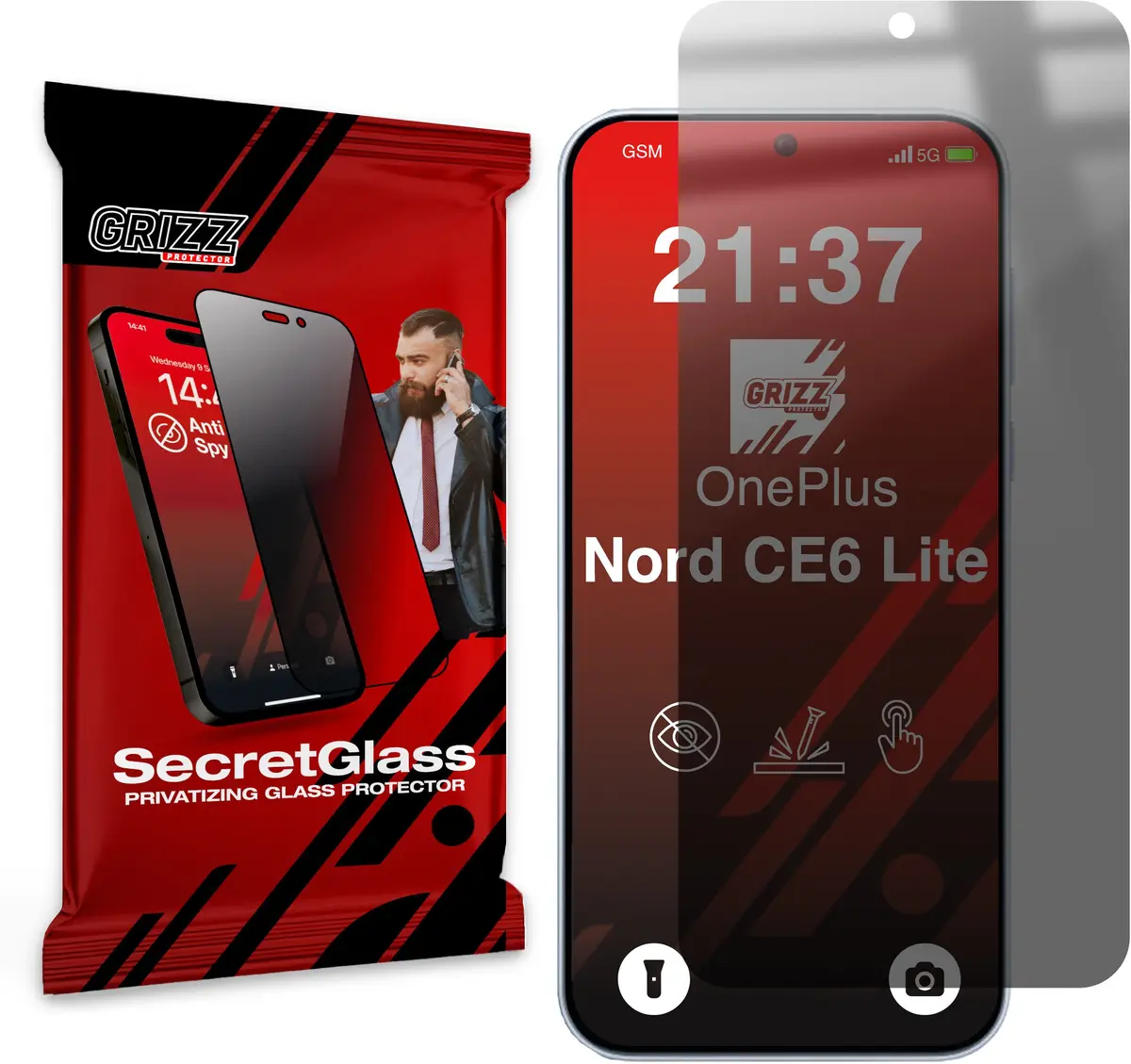 GrizzGlass SecretGlass matēts privātuma aizsargstikls viedtālrunim