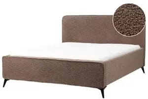 Кровать Beliani VALOGNES из ткани букле 160 x 200 см коричневая