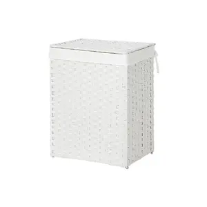 Корзина для белья Songmics LCB51WT прямоугольная с крышкой и ручками, 90 л, белая