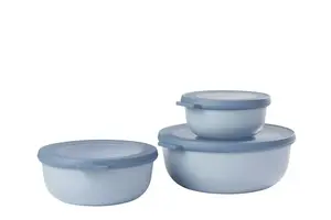 Mepal Cirqula Mixing Bowl Set, 350 ml, 750 ml, 1250 ml, Nordic Blue